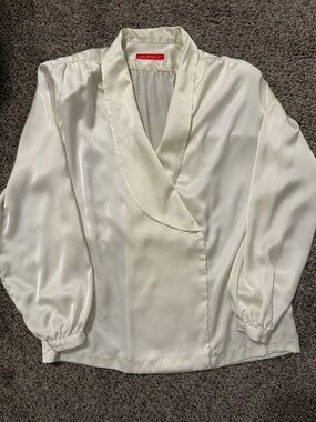 Vintage Halston III satin blouse in ivory